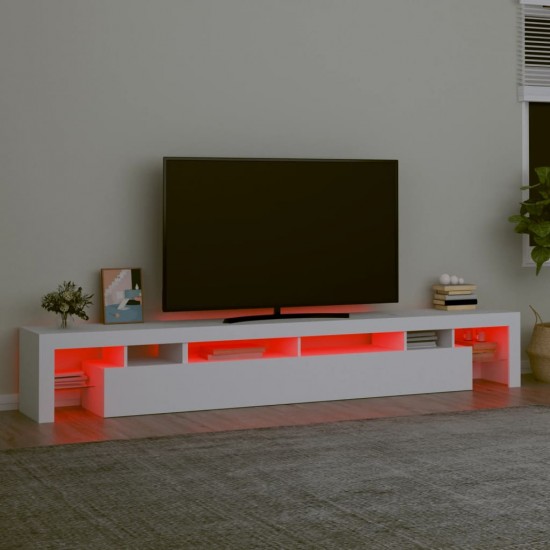 Televizoriaus spintelė su LED apšvietimu, balta, 260x36,5x40cm
