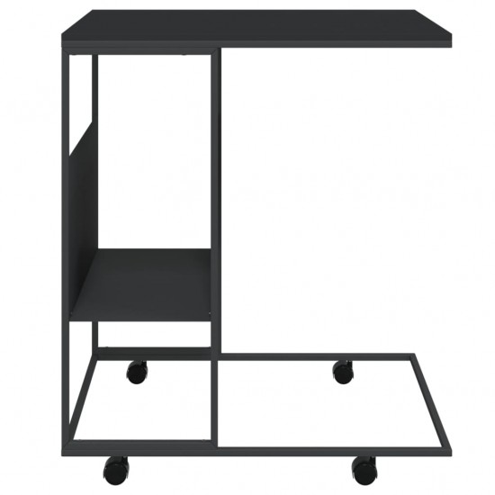 Šoninis staliukas su ratukais, juodas, 55x36x63,5cm, mediena