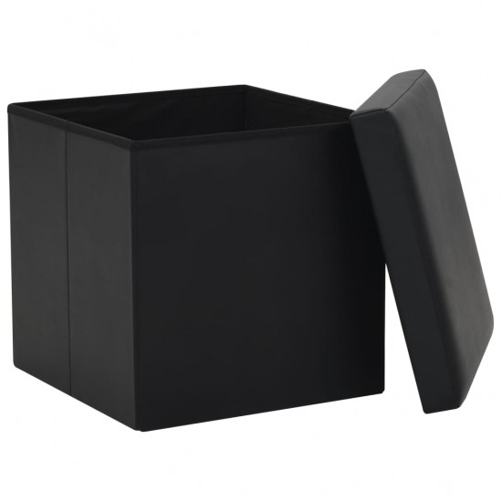 Sulankstoma taburetė-daiktadėžė, juodos spalvos, dirbtinė oda