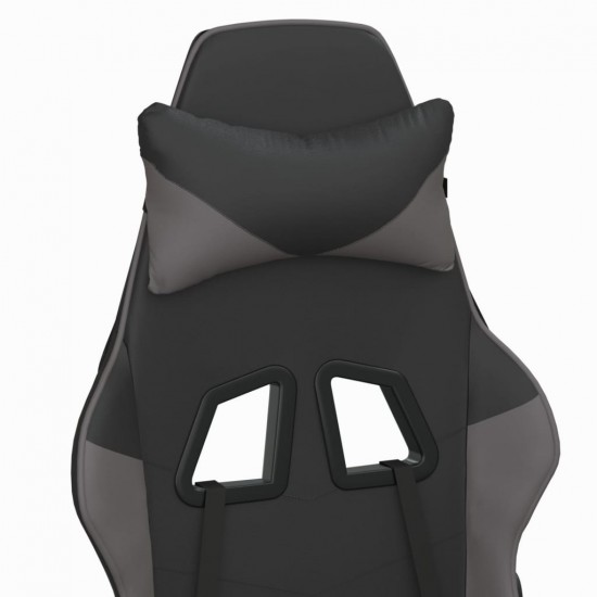 Masažinė žaidimų kėdė su pakoja, juoda ir pilka, dirbtinė oda