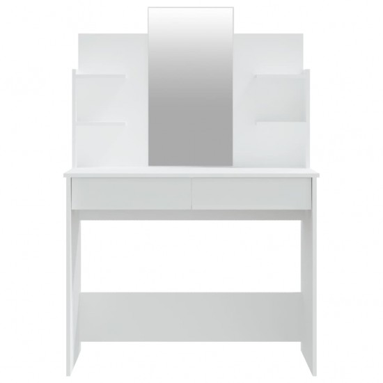 Kosmetinis staliukas su veidrodžiu, baltas, 96x40x142cm