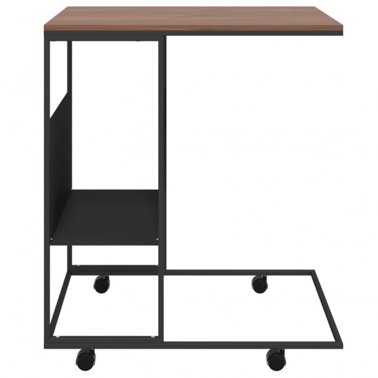 Šoninis staliukas su ratukais, juodas, 55x36x63,5cm, mediena