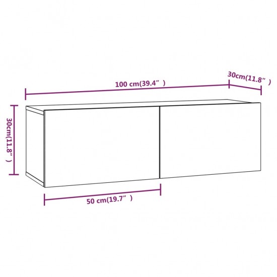 Televizoriaus spintelės, 2vnt., baltos, 100x30x30cm, mediena