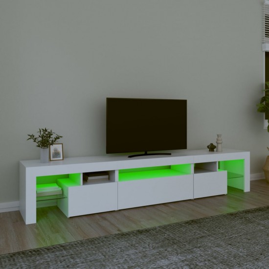 Televizoriaus spintelė su LED apšvietimu, balta, 215x36,5x40cm