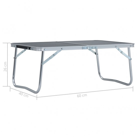 Sulankstomas stovyklavimo stalas, pilkas, 60x40cm, aliuminis