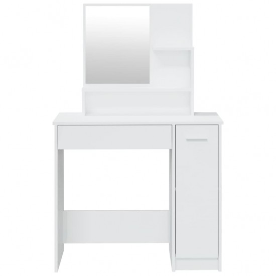 Kosmetinis staliukas su veidrodžiu, baltas, 86,5x35x136cm