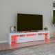 TV spintelė su LED apšvietimu, balta, 200x36,5x40cm, blizgi