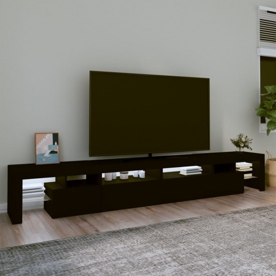 Televizoriaus spintelė su LED apšvietimu, juoda, 260x36,5x40cm