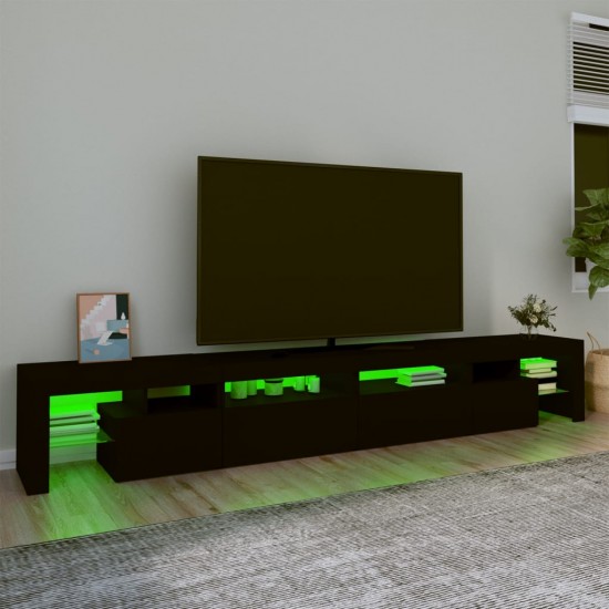 Televizoriaus spintelė su LED apšvietimu, juoda, 260x36,5x40cm