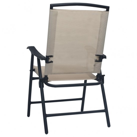 Sulankstomos sodo kėdės, 2vnt., kreminės spalvos, tekstilenas