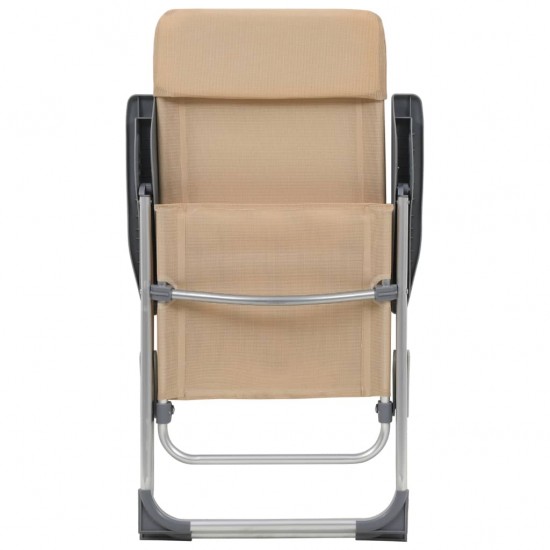 Sulankstomos kempingo kėdės, 2 vnt., kreminės sp., aliuminis