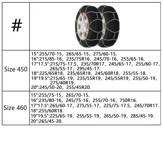 Sniego grandinės padangoms, 2vnt., 9mm KN110