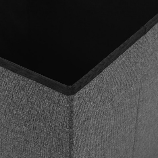 Sulankstoma taburetė-daiktadėžė, tamsiai pilka, dirbtinis linas