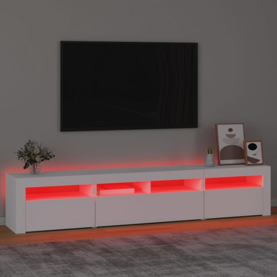 Televizoriaus spintelė su LED apšvietimu, balta, 210x35x40cm