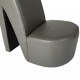 Aukštakulnio formos kėdė, pilkos spalvos, dirbtinė oda