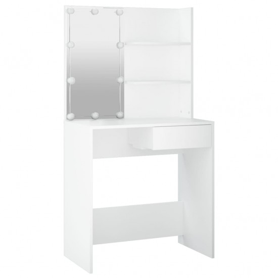 Kosmetinis staliukas su LED apšvietimu, baltas, 74,5x40x141cm