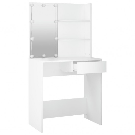 Kosmetinis staliukas su LED apšvietimu, baltas, 74,5x40x141cm