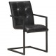 Gembinės valgomojo kėdės, 4vnt., juodos spalvos, tikra oda