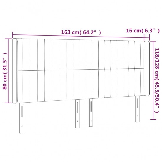 Galvūgalis su LED, tamsiai mėlynas, 163x16x118/128cm, aksomas