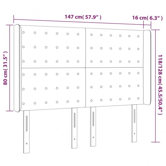 Galvūgalis su LED, rožinės spalvos, 147x16x118/128cm, aksomas