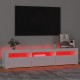 TV spintelė su LED apšvietimu, balta, 180x35x40cm, blizgi