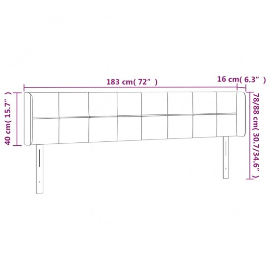 Galvūgalis su LED, kreminės spalvos, 183x16x78/88cm, audinys