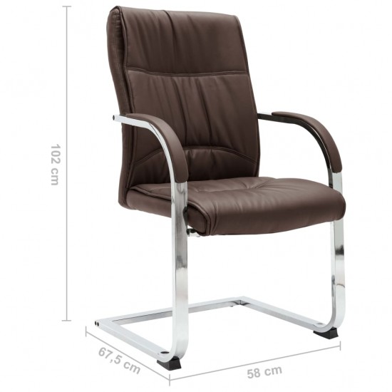 Gembinė biuro kėdė, rudos spalvos, dirbtinė oda