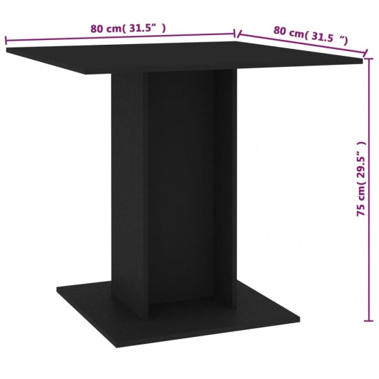 Valgomojo stalas, juodos spalvos, 80x80x75 cm, MDP