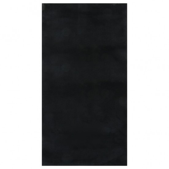 Kilimas, juodas, 80x150cm, skalbiamas, trumpi šereliai