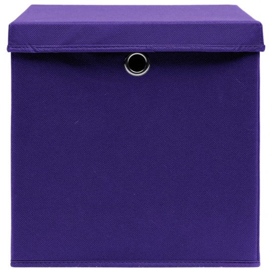 Daiktadėžės su dangčiais, 4vnt., violetinės spalvos, 28x28x28cm