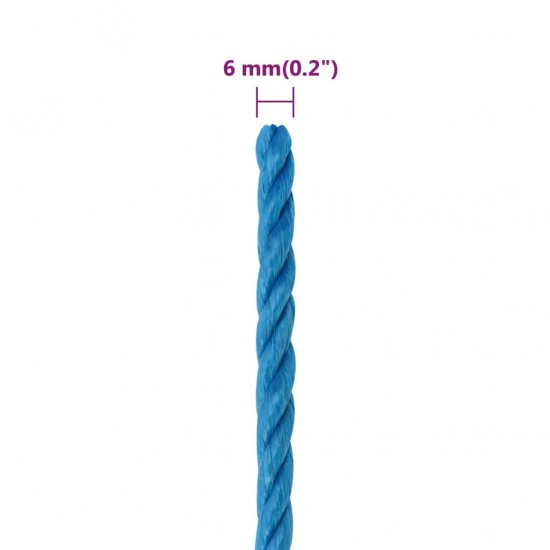 Darbo virvė, mėlynos spalvos, 6mm, 250m, polipropilenas