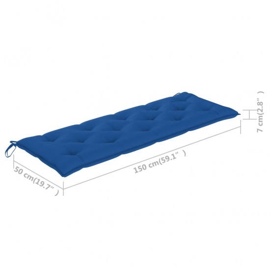 Batavia suoliukas su mėlyna pagalvėle, 150cm, tikmedžio masyvas