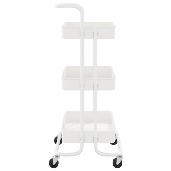 Virtuvės vežimėlis, 3 aukštų, baltas, 42x35x85cm, geležis/ABS