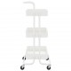 Virtuvės vežimėlis, 3 aukštų, baltas, 42x35x85cm, geležis/ABS