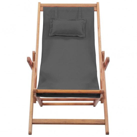 Sulankstoma paplūdimio kėdė, audinys ir medinis rėmas, pilka