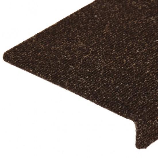 Laiptų kilimėliai, 15vnt., rudi, 65x21x4cm, perforuoti adatomis