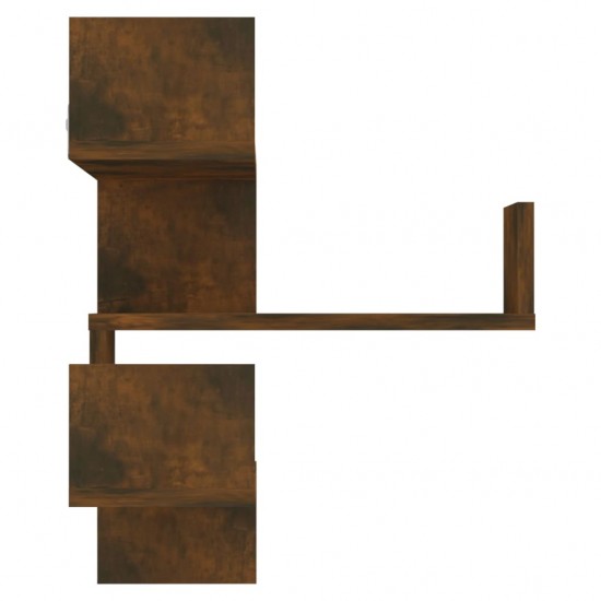 Sieninė kampinė lentyna, dūminio ąžuolo, 40x40x50cm, mediena