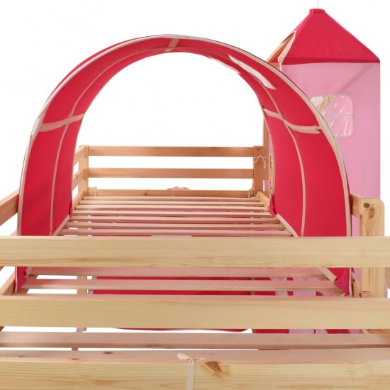 Vaikiškos dviaukštės lovos rėmas, su čiuožykla ir kopėčiomis, 208x230cm