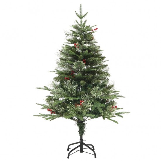 Kalėdų eglutė su LED/kankorėžiais, žalia, 120cm, PVC ir PE