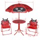 Vaik. bistro baldų kompl. su skėčiu nuo saulės, 3d., raudonas