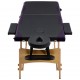 Sulankstomas masažo stalas, juodos spalvos, mediena, 2 zonų