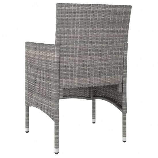 Kėdžių ir taburečių komplektas, 4 dalių, pilkas, poliratanas