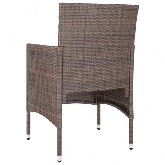Kėdžių ir taburečių komplektas, 4 dalių, rudas, poliratanas