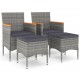 Kėdžių ir taburečių komplektas, 4 dalių, pilkas, poliratanas