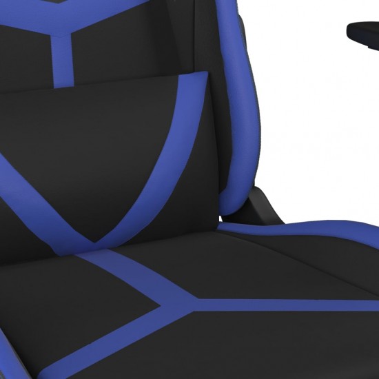 Masažinė žaidimų kėdė su pakoja, juoda ir mėlyna, dirbtinė oda