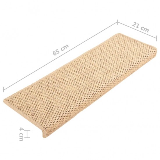 Lipnūs laiptų kilimėliai, 15vnt., šviesios smėlio, 65x21x4cm