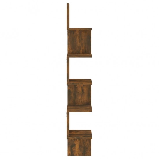 Sieninė kampinė lentyna, dūminio ąžuolo, 20x20x127,5cm, mediena