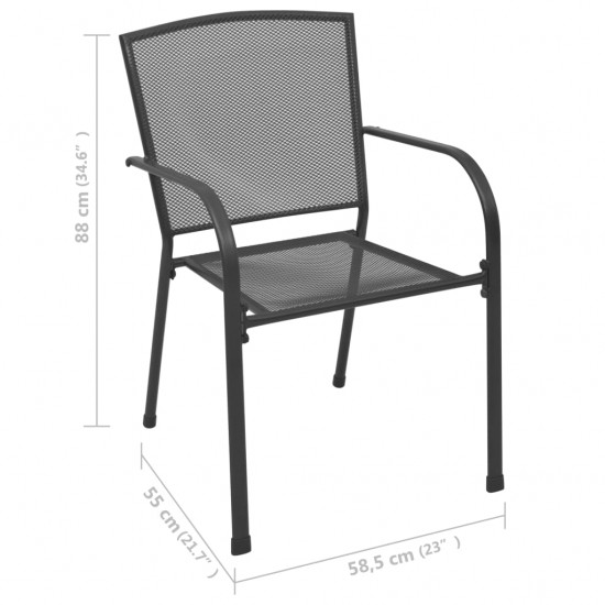 Lauko kėdės, 4vnt., antracito, plienas, tinklinio dizaino