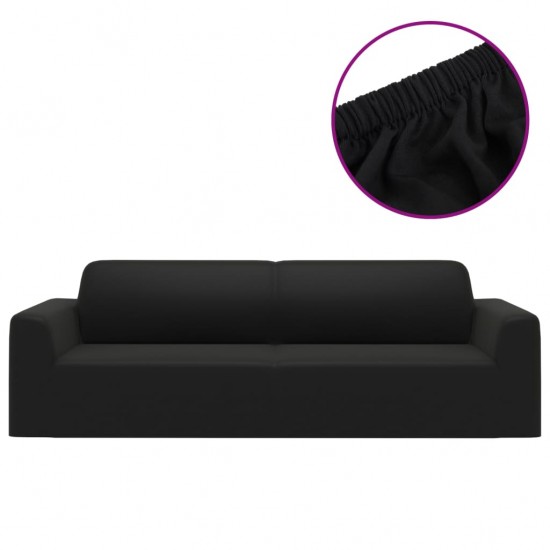 Trivietės sofos užvalkalas, juodas, džersio poliesteris