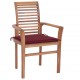 Valgomojo kėdės su vyno raudonomis pagalvėmis, 4vnt., tikmedis